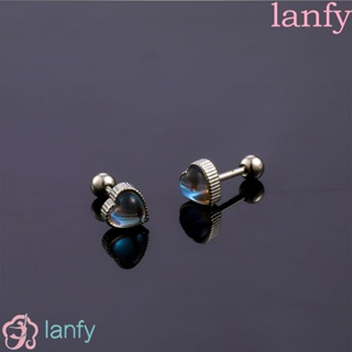 Lanfy ต่างหูสเตนเลส สไตล์เกาหลี เรียบง่าย เข้ากับทุกการแต่งกาย บุคลิกภาพ เด็กผู้หญิง ฮิปฮอป เจาะ ต่างหู