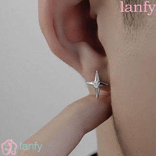 Lanfy Polaris ต่างหูสตั๊ด บุคลิกภาพ เรียบง่าย ผู้หญิง ปาร์ตี้ สีพื้น สตรีท สวมต่างหู เกาหลี