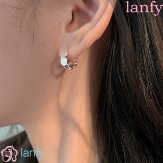 Lanfy ต่างหู ทรงกลม ประดับเลื่อม ทรงเรขาคณิต หรูหรา เครื่องประดับแฟชั่น สําหรับผู้หญิง