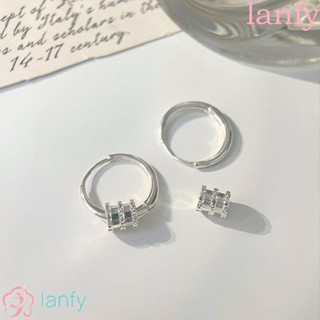 Lanfy ต่างหูเงิน หัวเข็มขัด ขนาดเล็ก แฟชั่นสไตล์เกาหลี ฮิปฮอป