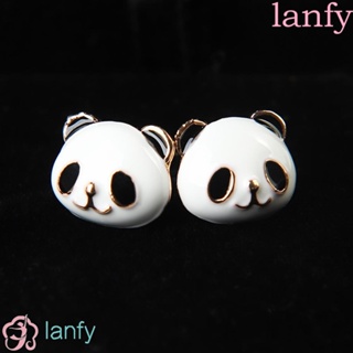 Lanfy ต่างหู โลหะผสม รูปแพนด้า สวยหรู ของขวัญแฟชั่น สําหรับเจ้าสาว