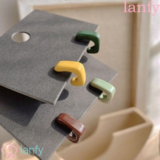 Lanfy ต่างหู ทรงสี่เหลี่ยม เรขาคณิต สีแคนดี้ เรียบง่าย เครื่องประดับแฟชั่นเกาหลี