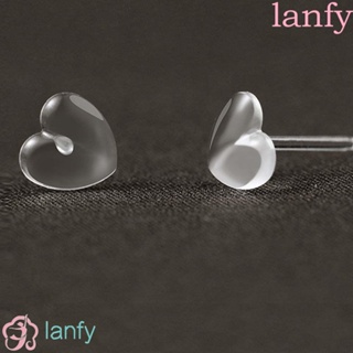 Lanfy ต่างหูเรซิ่น พลาสติกใส ขนาดเล็ก มองไม่เห็น หรูหรา 10 ชิ้น