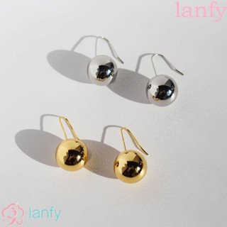 Lanfy ต่างหู จี้ลูกบอล โลหะผสม สไตล์เกาหลี เครื่องประดับแฟชั่น สําหรับผู้หญิง