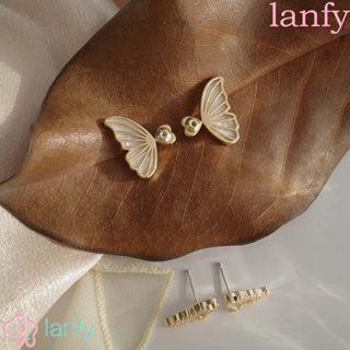 Lanfy ต่างหูแฟชั่น รูปผีเสื้อ เรขาคณิต เรียบง่าย เครื่องประดับ สําหรับผู้หญิง