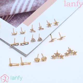 Lanfy ชุดต่างหูสตั๊ด รูปหัวใจ ดวงจันทร์ ไม้กางเขน เครื่องประดับแฟชั่น สวยงาม 18 ชิ้น