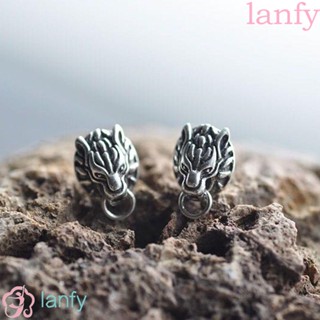 Lanfy ต่างหู รูปหัวหมาป่า สร้างสรรค์ สไตล์เกาหลี สําหรับผู้หญิง