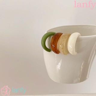 Lanfy ต่างหู รูปตัว C เรขาคณิต เรียบง่าย ผู้หญิง เกาหลี โลหะ เครื่องประดับแฟชั่น