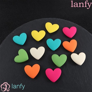 Lanfy ต่างหูอะคริลิค รูปหัวใจน่ารัก สีพื้น สไตล์เกาหลี สําหรับผู้หญิง