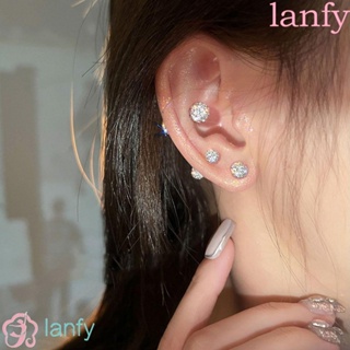 Lanfy ต่างหูสตั๊ด ประดับพลอยเทียม สไตล์เกาหลี อเนกประสงค์ สําหรับผู้หญิง