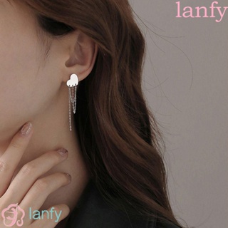 Lanfy ต่างหูระย้า ห้อยพู่ จี้รูปดวงจันทร์ ดาว ทองแดง ปาร์ตี้ สําหรับผู้หญิง