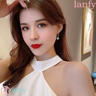 Lanfy ต่างหูระย้า โลหะผสม ประดับพลอยเทียม สําหรับผู้หญิง