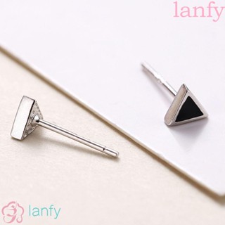 Lanfy ต่างหู รูปหัวใจ ดาว สีดํา เครื่องประดับแฟชั่น สไตล์วินเทจ เรียบง่าย สําหรับผู้หญิง