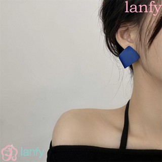 Lanfy ต่างหู โลหะผสม ทรงเรขาคณิต สไตล์เรโทร แฟชั่นสําหรับผู้หญิง