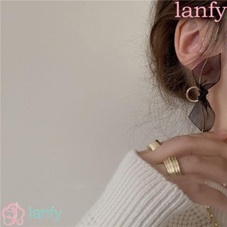 Lanfy ต่างหูห้อย ประดับโบว์น่ารัก สไตล์ญี่ปุ่น สําหรับผู้หญิง