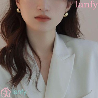 Lanfy ต่างหูโลหะ รูปตัว C ทรงเรขาคณิต เรียบง่าย เครื่องประดับแฟชั่น สไตล์เกาหลี สําหรับผู้หญิง