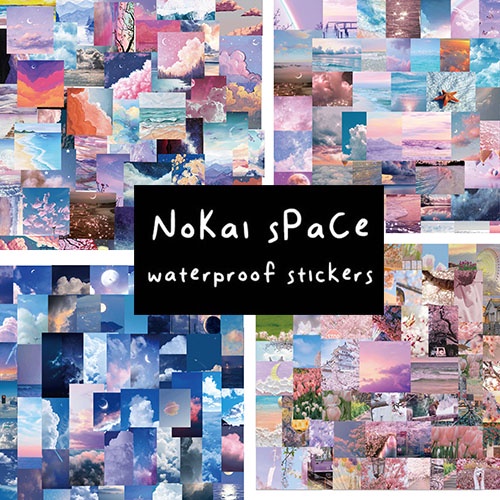 [Nokai Space ] Ready 52-65 ชิ้น Waterproof Journal Gemes Aesthetic Scenery สติ๊กเกอร์