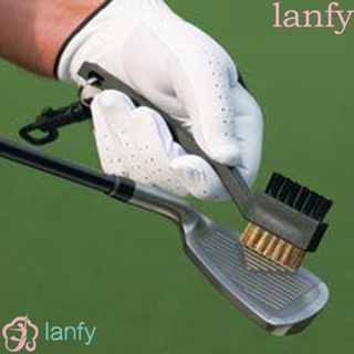 Lanfy ชุดแปรงไนล่อน ทองเหลือง 2 ด้าน พร้อมคลิปหนีบ คุณภาพสูง แบบพกพา น้ําหนักเบา สําหรับทําความสะอาดกอล์ฟ