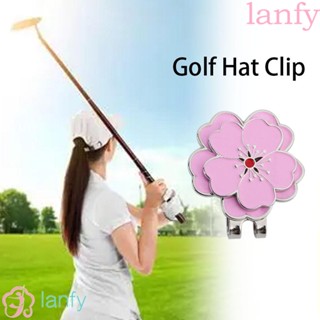 Lanfy คลิปหนีบหมวกกอล์ฟ ลายดอกไม้ สีชมพู อุปกรณ์เสริม สําหรับฝึกตีกอล์ฟ