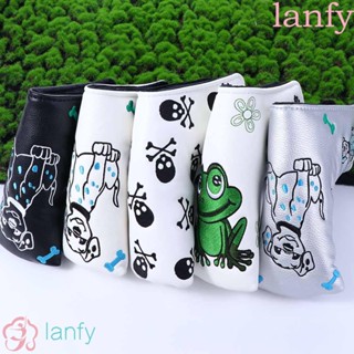 Lanfy ผ้าคลุมหัวไม้กอล์ฟ หนัง PU กันฝุ่น ลายการ์ตูนสุนัข สําหรับฝึกตีกอล์ฟ