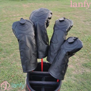 Lanfy ผ้าคลุมหัวไม้กอล์ฟ หนัง PU ลายฮัสกี้