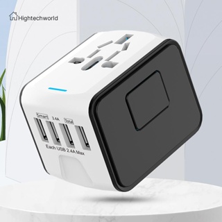 [Hightechworld.th] All-in-one อะแดปเตอร์ชาร์จ ทั่วโลก แบบพกพา พร้อมพอร์ต Usb 4 พอร์ต ปลั๊กแปลงไฟ สําหรับ AU UK EU US