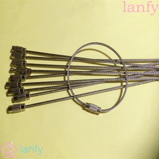 Lanfy พวงกุญแจ ห่วงล็อก เครื่องประดับ พวงกุญแจ 10 ชิ้น เชือกเคเบิล เดินป่า สเตนเลส