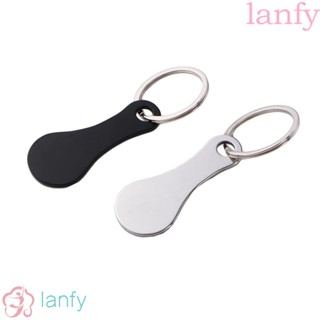 Lanfy พวงกุญแจตะขอ สเตนเลส โลหะ สีเงิน สําหรับตกแต่งรถเข็น ช้อปปิ้ง