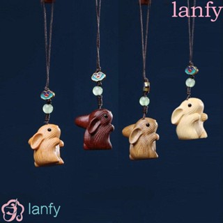 Lanfy แหวนไม้โรสวูด ลายกระต่ายน่ารัก สไตล์จีน สําหรับตกแต่งโทรศัพท์มือถือ