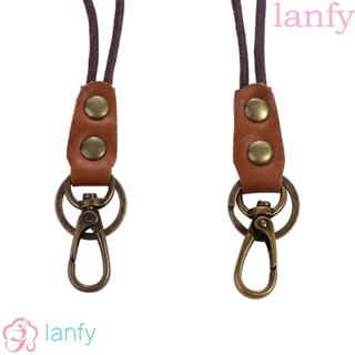 Lanfy สายคล้องคอ หนังวัวแท้ แฟชั่น สําหรับห้อยกุญแจ บัตรประจําตัวประชาชน