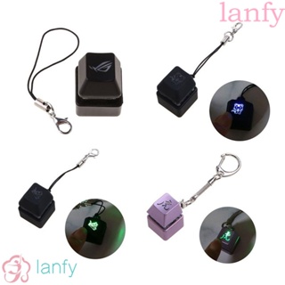 Lanfy พวงกุญแจสวิตช์คีย์บอร์ดเมคคานิคอล มีไฟ LED RGB หลากสี 1 ชิ้น