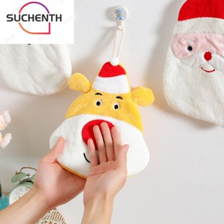 Suchenth ผ้าขนหนู ผ้ากํามะหยี่ นิ่ม ลายซานตาคลอส สีแดง ของขวัญปีคริสต์มาส สําหรับผู้ชาย