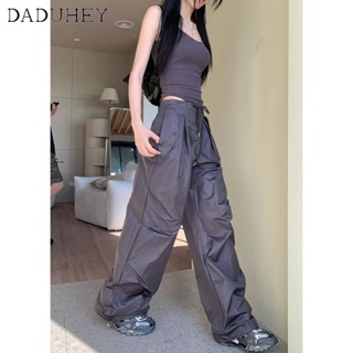 DaDuHey🎈 Women Ins Korean Style Pants Fashion High Waist Wide Leg Loose Slim Ankle Banded Casual Cargo Pants