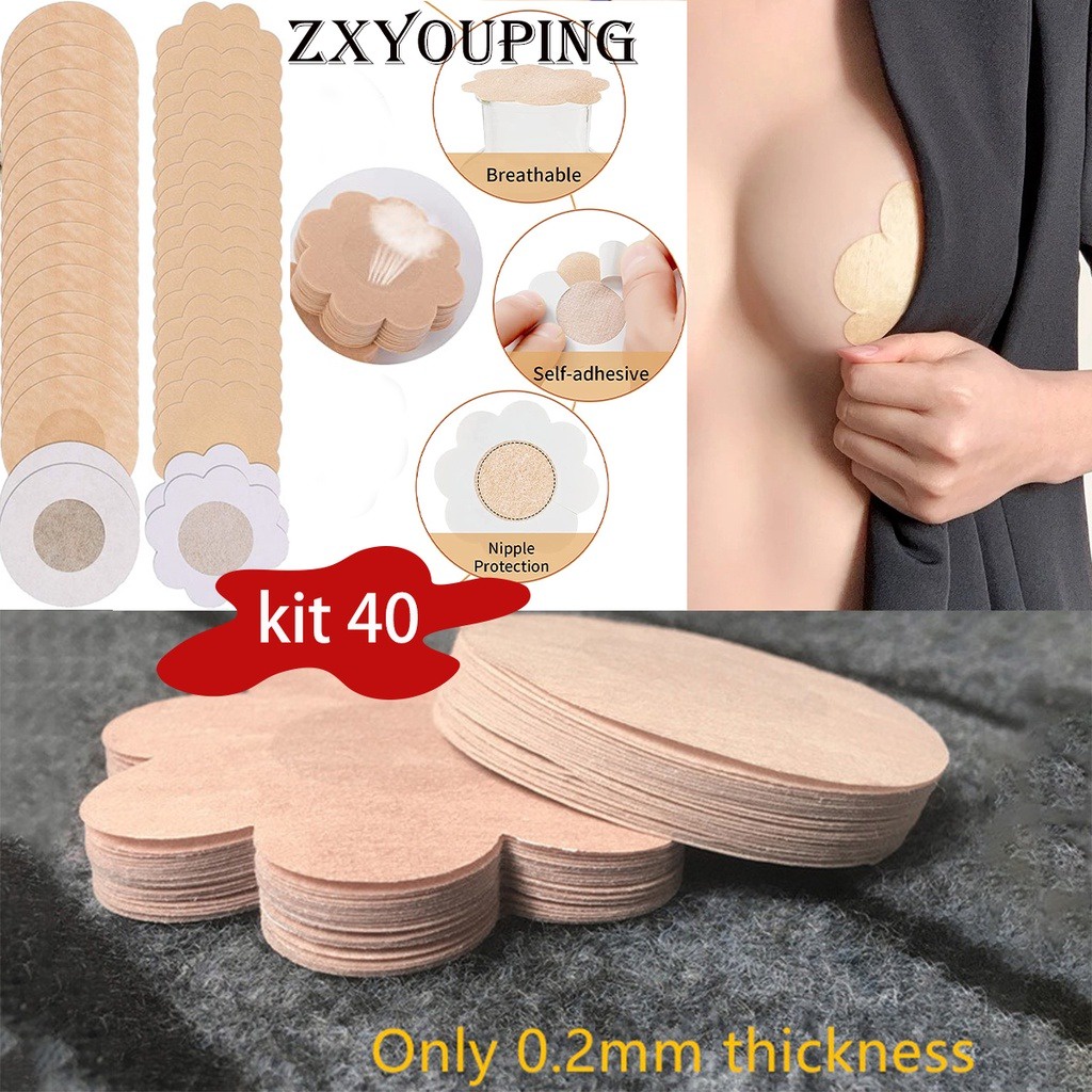 ZXYOUPING 40 ชิ้น ที่ปิดจุก สติกเกอร์ปิดหัวนม สติ๊กเกอร์หน้าอกแบบใช้แล้วทิ้ง แผ่นปิดหัวนม แปะหัวนม ที่แปะหัวนม ที่ปิดหัว