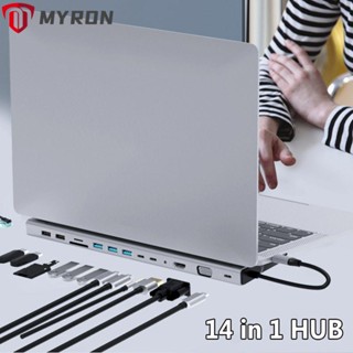 Myron ฮับ USB Type-C 14 in 1 VGA PD ชาร์จ USB 3.0 4K HDMI สําหรับแล็ปท็อป PC