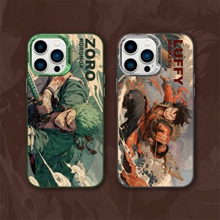 เคสโทรศัพท์มือถือแบบแข็ง กันกระแทก ลายการ์ตูนอนิเมะ One Piece Luffy Zoro สําหรับ iPhone 15 14 13 12 pro max 11