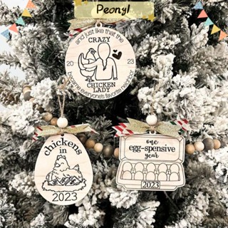 Pdony จี้ไม้ รูปไข่ไก่น่ารัก สําหรับตกแต่งต้นคริสต์มาส