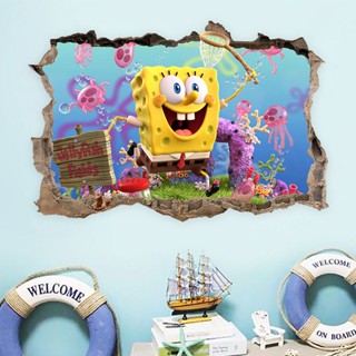 สติกเกอร์วอลเปเปอร์ ลายการ์ตูน Spongebob SquarePants Sea Dress สําหรับตกแต่งหอพักเด็กอนุบาล