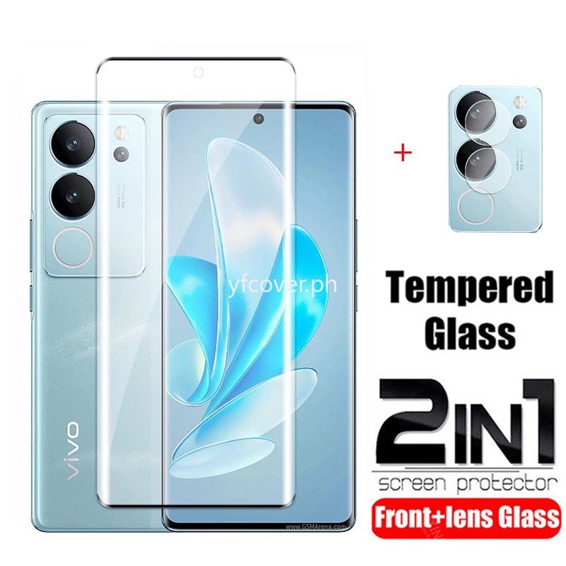 ฟิล์มกระจกนิรภัยกันรอยหน้าจอ 2 in 1 สําหรับ Vivo V29 5G