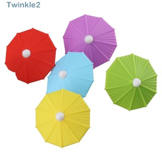 Twinkle ร่มมาร์กเกอร์ซิลิโคน ใช้ซ้ําได้ 6 สี สําหรับตกแต่งแก้วไวน์ บาร์ 12 ชิ้น