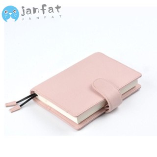 Janfat ปกหนัง ขนาด A6 สีชมพู พร้อมกระดุมแป๊ก เติมได้ สําหรับโน้ตบุ๊ก A6 สํานักงาน