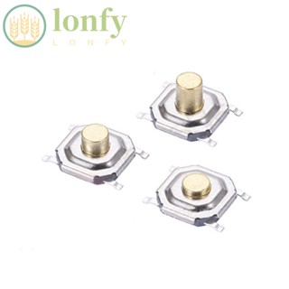 Lonfy ปุ่มกดสวิตช์สัมผัส โลหะ พลาสติก SMD สีทอง 4*4*1.5 มม. 10 ชิ้น