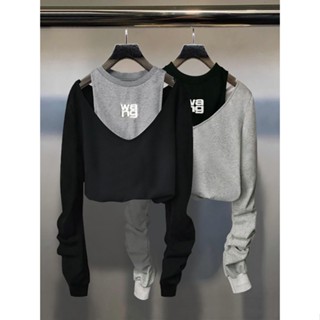 Alexander Wang เสื้อกันหนาว แขนยาว ทรงหลวม เข้ารูป สองชิ้น แฟชั่นฤดูใบไม้ผลิ และฤดูใบไม้ร่วง สําหรับผู้หญิง