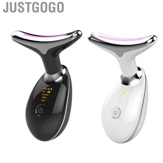 Justgogo Face Neck Skin Beauty Device  Fade Fine Lines Lifting  Colorful Lighting for Travel