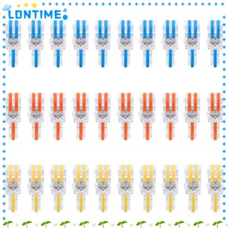 Lontime ตัวเชื่อมต่อสายไฟ น็อต 30 ชิ้น ชุดเชื่อมต่อไฟฟ้า 2 พอร์ต ตัวนําเทอร์มินัลบล็อก 28-12 AWG ขนาดเล็ก หลากสี