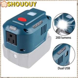 Shououy อะแดปเตอร์แบตเตอรี่ แบบพกพา พร้อมไฟ LED แปลง USB คู่ สําหรับแบตเตอรี่ลิเธียมไอออน Makita 18V