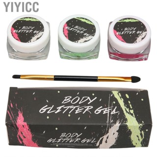 Yiyicc Body Glitter Gel 3 Colours Bottles Colour Changing for Cheeks Eyes