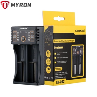 Myron เครื่องชาร์จแบตเตอรี่ ไฟแสดงสถานะ LED 18650 26650 16340 14500