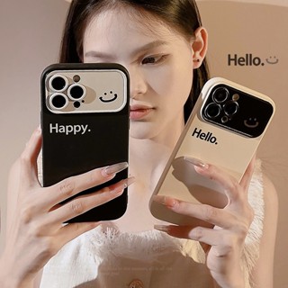 เคสโทรศัพท์มือถือ ซิลิโคนนิ่ม กันกระแทก ลาย Hello &amp; Happy Smile สําหรับ iPhone 14 8 Plus SE2 2020 XR 12 XS 13 7 11 SE3 14 Pro Max