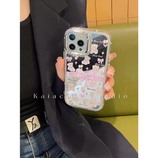 ใหม่ เคสโทรศัพท์มือถือ กันกระแทก ลายหมี โบว์ สีชมพูน่ารัก สําหรับ Apple Iphone 14promax 13 11 14pro 13pro 14